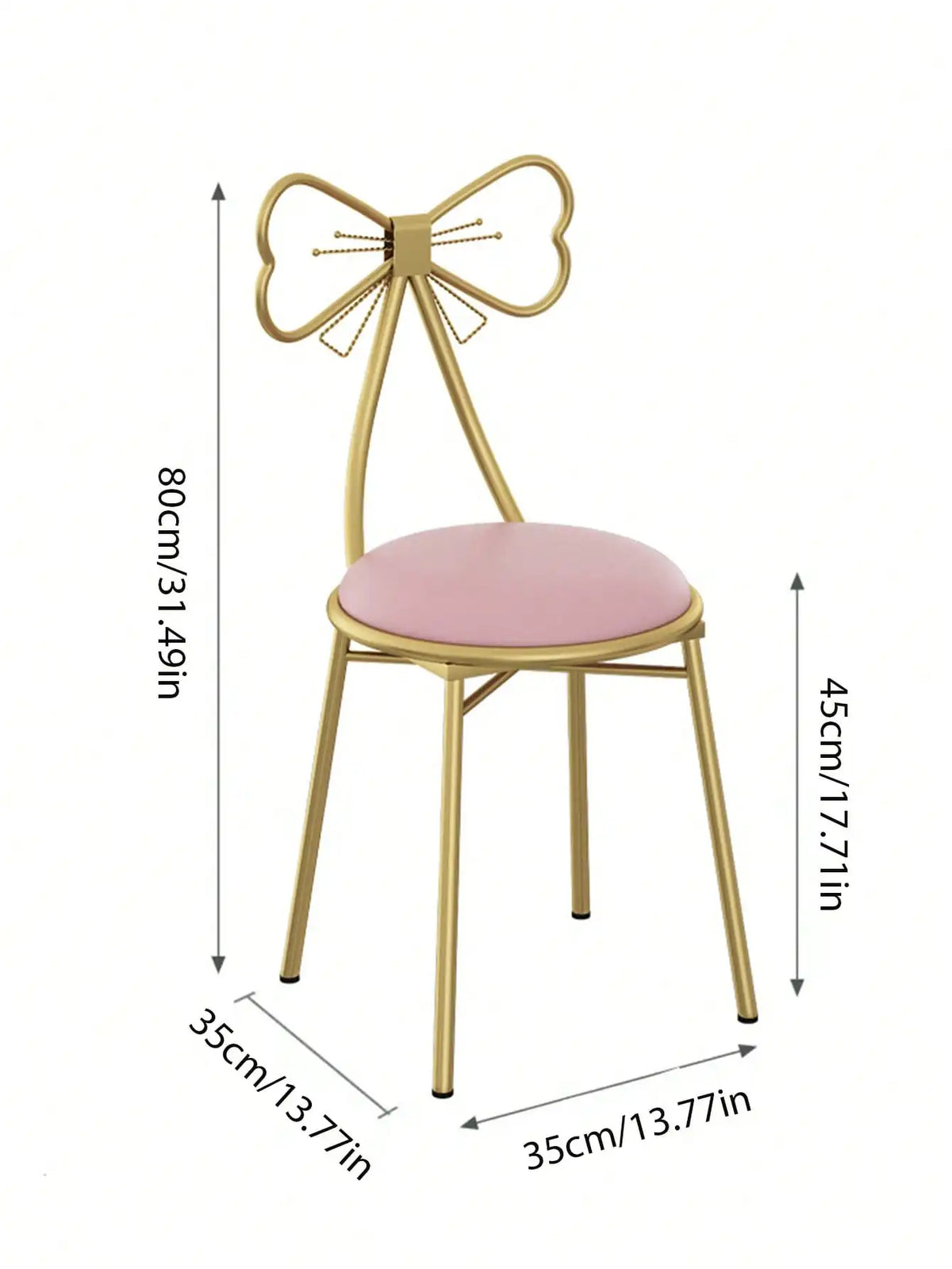 1pc Pink Butterfly-Shaped Vanity Chair,Side Table Seat,Makeup Chair,Butterfly Backrest Chair With Soft Flannelette Sponge Cushion Suitable For Living Room Bedroom Vanity Office Reading Nook,Perfect Gift For Graduation,Party,B