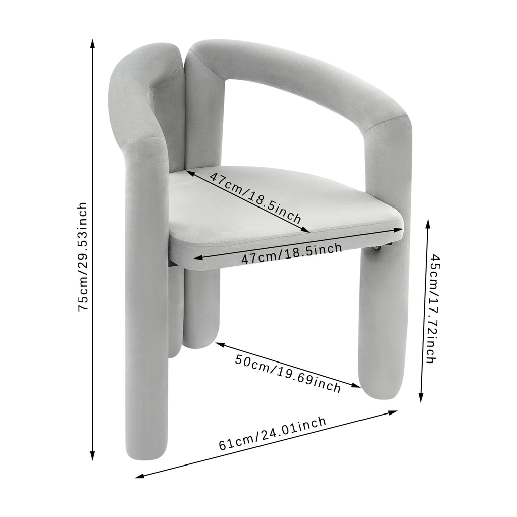 Gray Makeup Chair, Vanity Chair With Ergonomic Backrest, 220.46lbs Load Capacity Modern Upholstered Chair Carbon Steel Frame 60mm Thick High-Resilience Sponge Cushion For Bedroom Salon Nail Studio Living Room