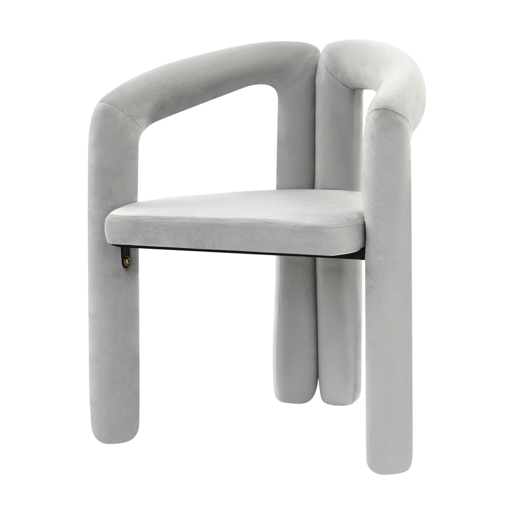 Gray Makeup Chair, Vanity Chair With Ergonomic Backrest, 220.46lbs Load Capacity Modern Upholstered Chair Carbon Steel Frame 60mm Thick High-Resilience Sponge Cushion For Bedroom Salon Nail Studio Living Room