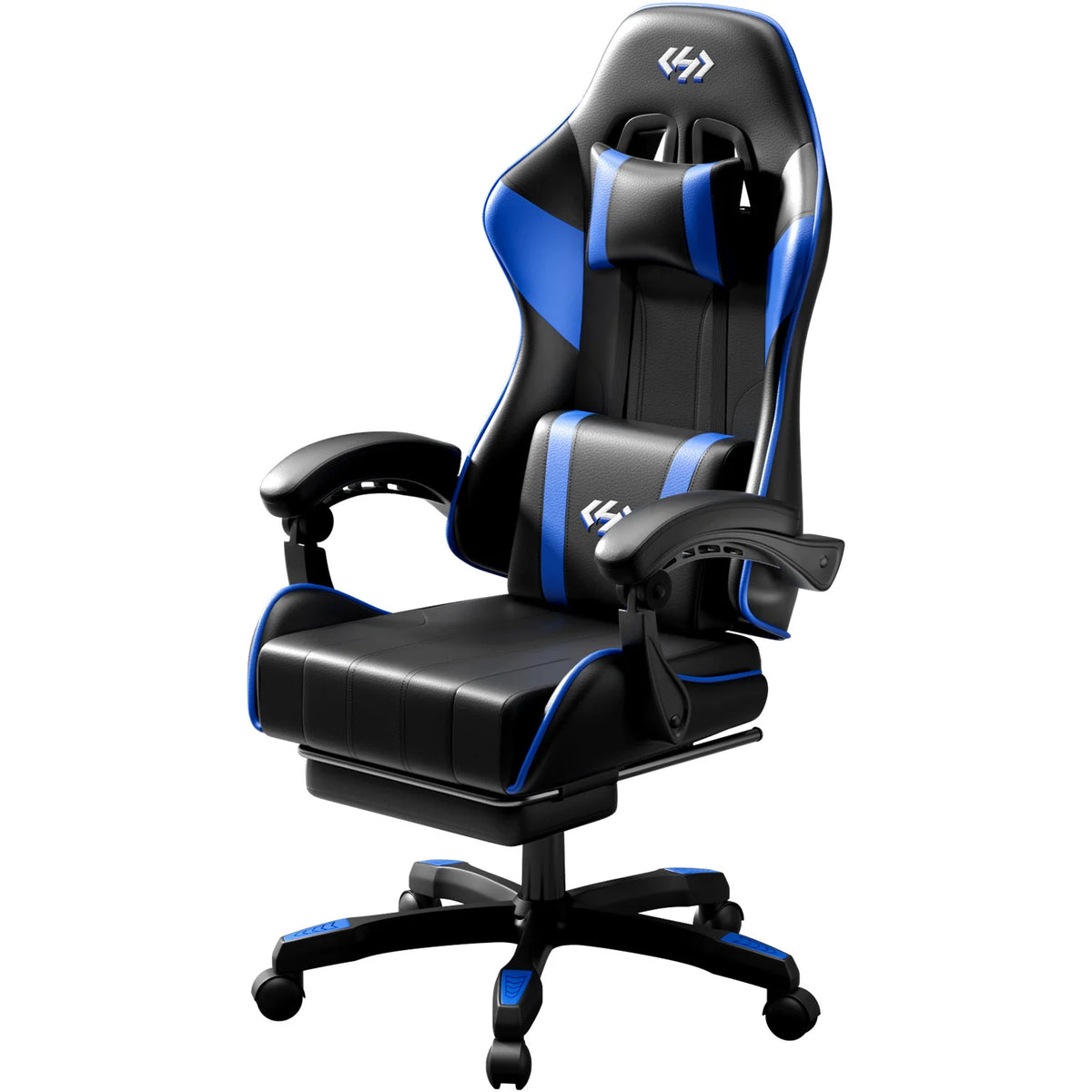 Ergonomic Gaming Chair, PU Leather Computer Office Chair for Adults, Adjustable Height & Reclining Backrest Angle, 360° Swivel Gaming Desk Chair with Lumbar Support, Headrest and Retractable Footrest
