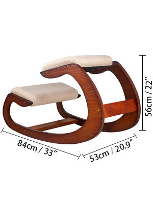 SucceBuy Ergonomic Kneeling Chair Stool W/ Thick Cushion Home Office Chair Improving Body Posture Rocking Wood Computer Chair