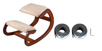 SucceBuy Ergonomic Kneeling Chair Stool W/ Thick Cushion Home Office Chair Improving Body Posture Rocking Wood Computer Chair